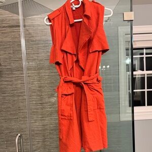 Zara Red Sleeveless Belted Top